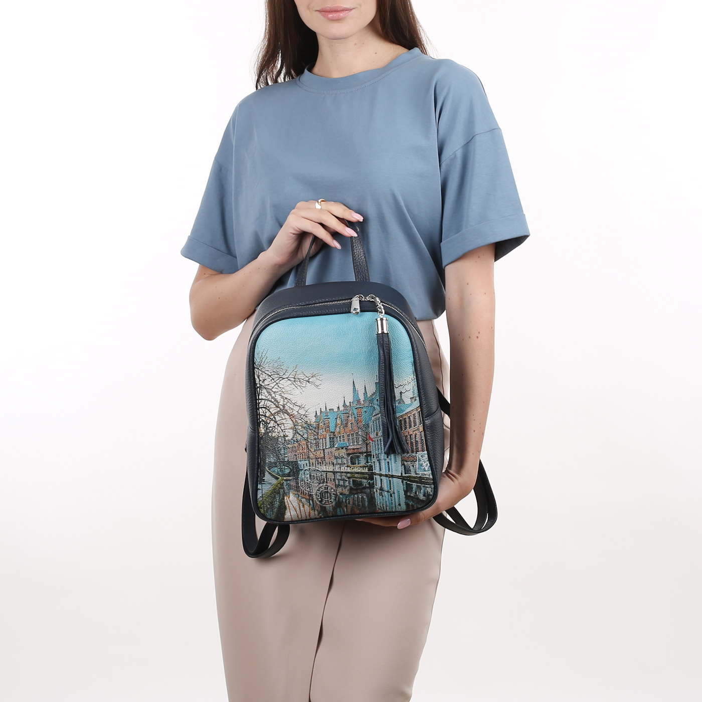 Кожаный рюкзак с принтом Chatte Lille