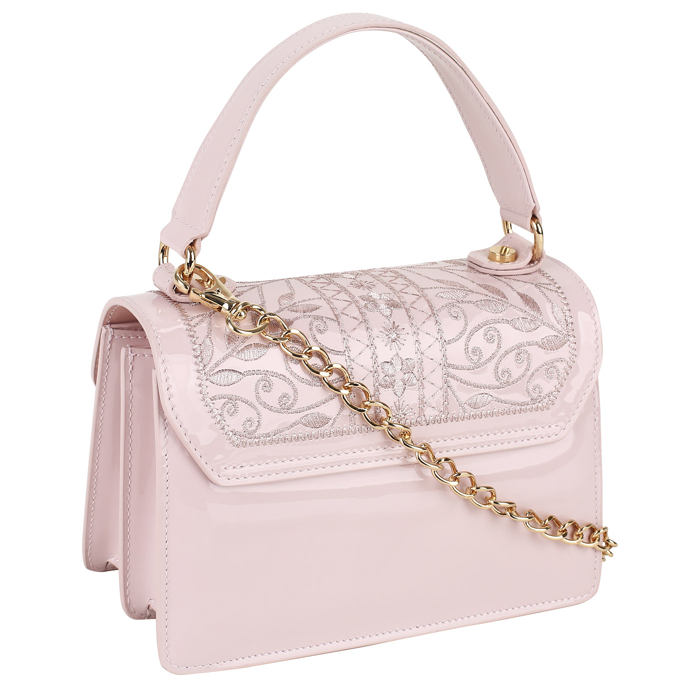 Лакированная сумка с вышивкой Valentino Orlandi Virginia