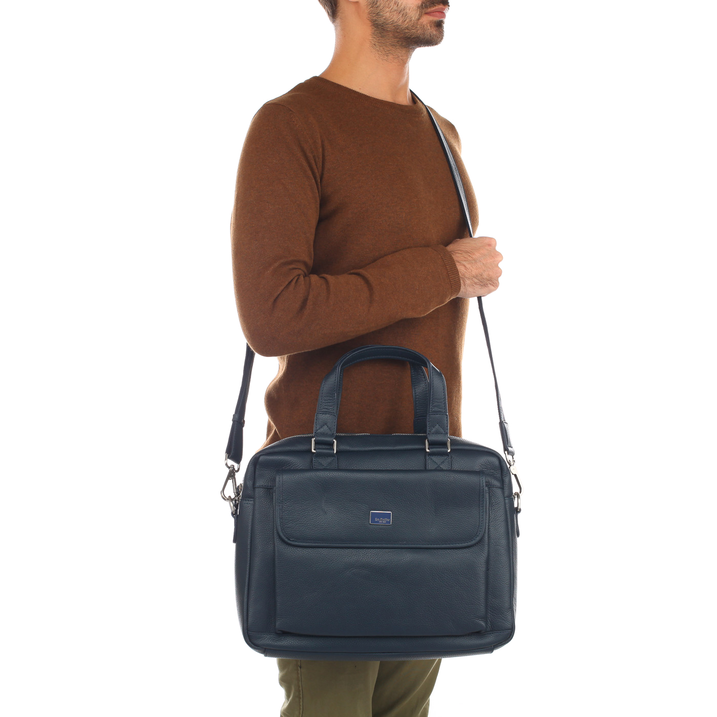 Мужская кожаная деловая сумка с плечевым ремешком Dr. Koffer 